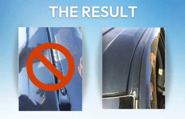 Showing the result of a poor dispensing process on a car door seal